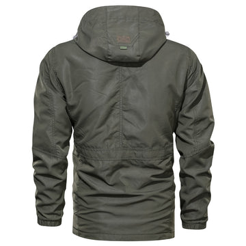 Men's Outdoor Mid-length Waterproof Hooded Jacket (Plus Fleece)